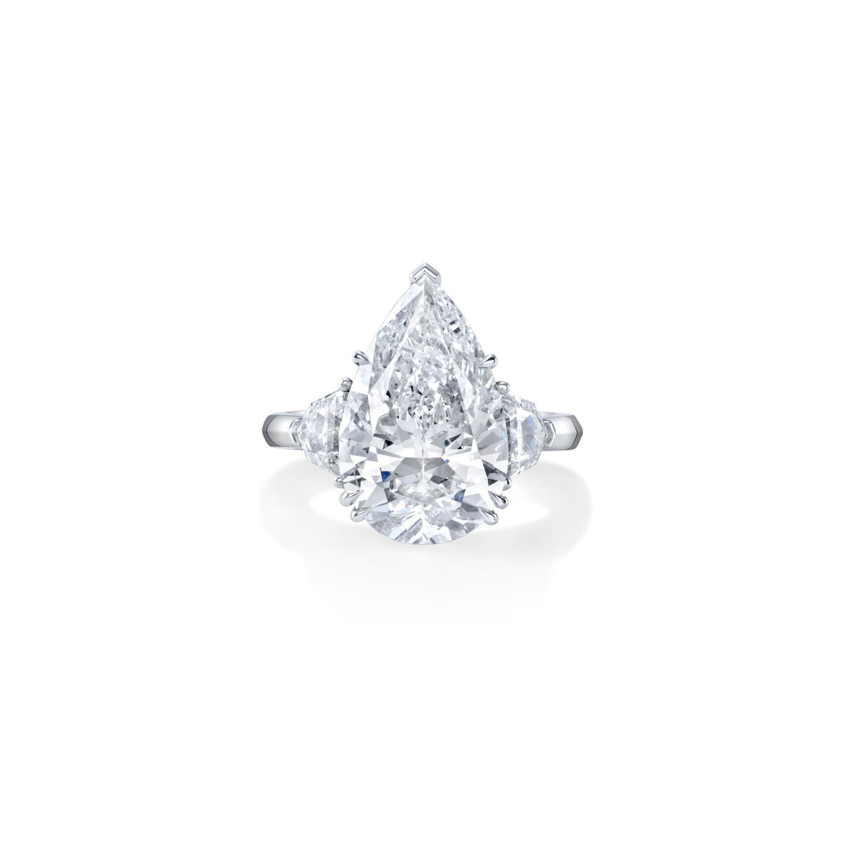 Pear Cut 7.11ct Platinum Three Stone Diamond Engagement Ring