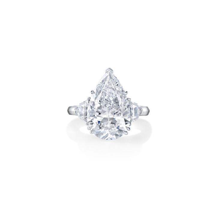 Pear Cut 7.11ct Platinum Three Stone Diamond Engagement Ring