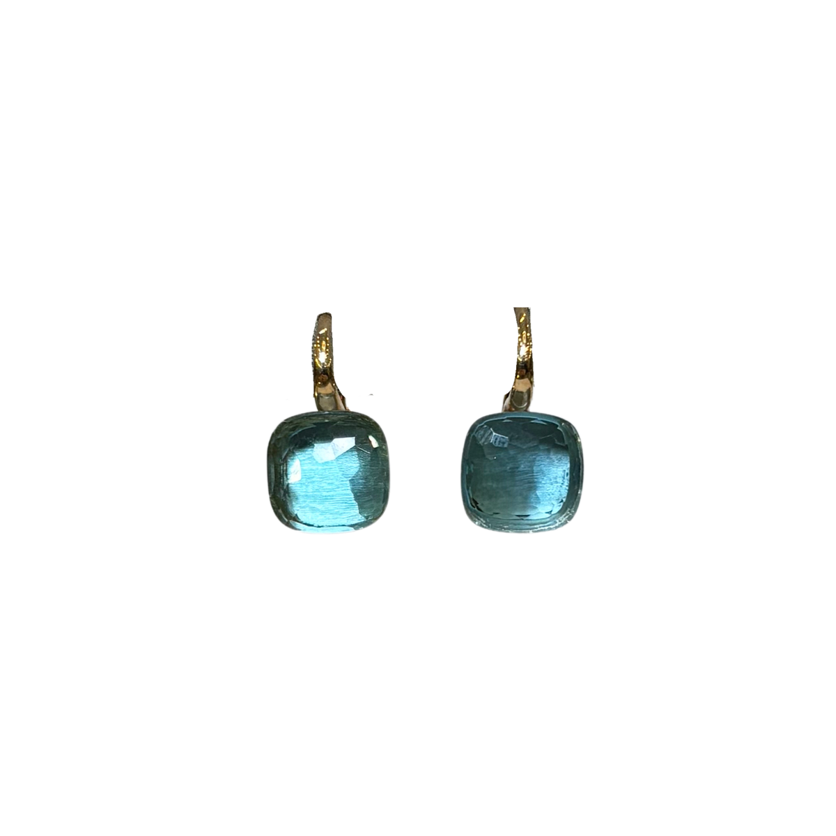 Estate 18K Rose Gold Pomellato Blue Topaz Classic Nudo Earring