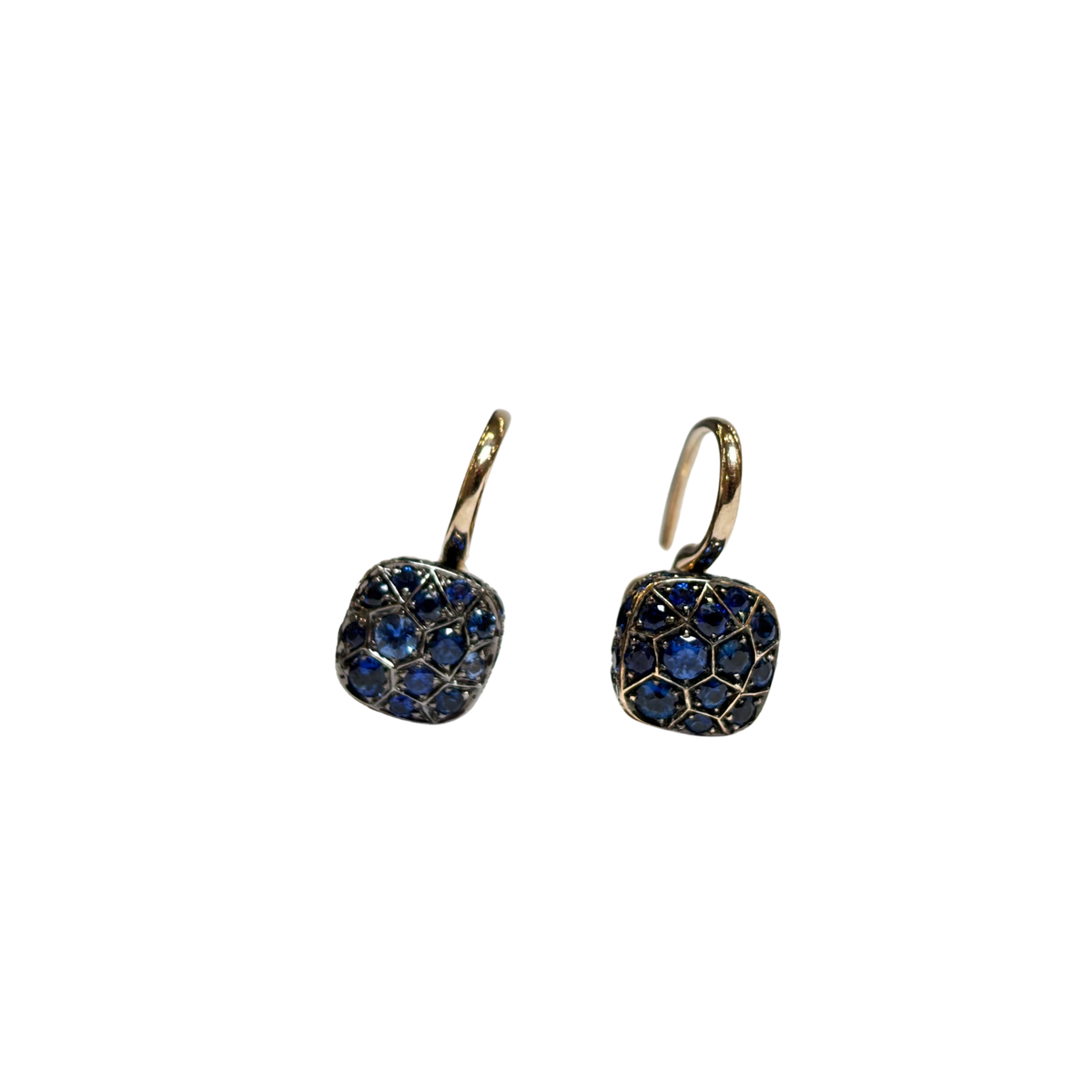 Estate 18K Rose Gold Pomellato Pave Sapphire Petit Nudo Earring