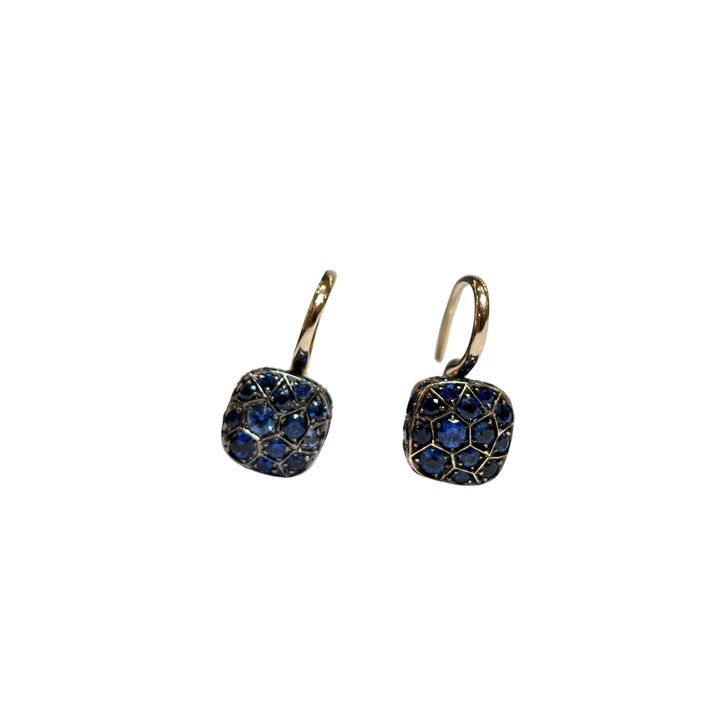 Estate 18K Rose Gold Pomellato Pave Sapphire Petit Nudo Earring