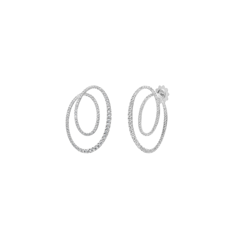 18K White Gold & Diamond Chips Swirl Earrings