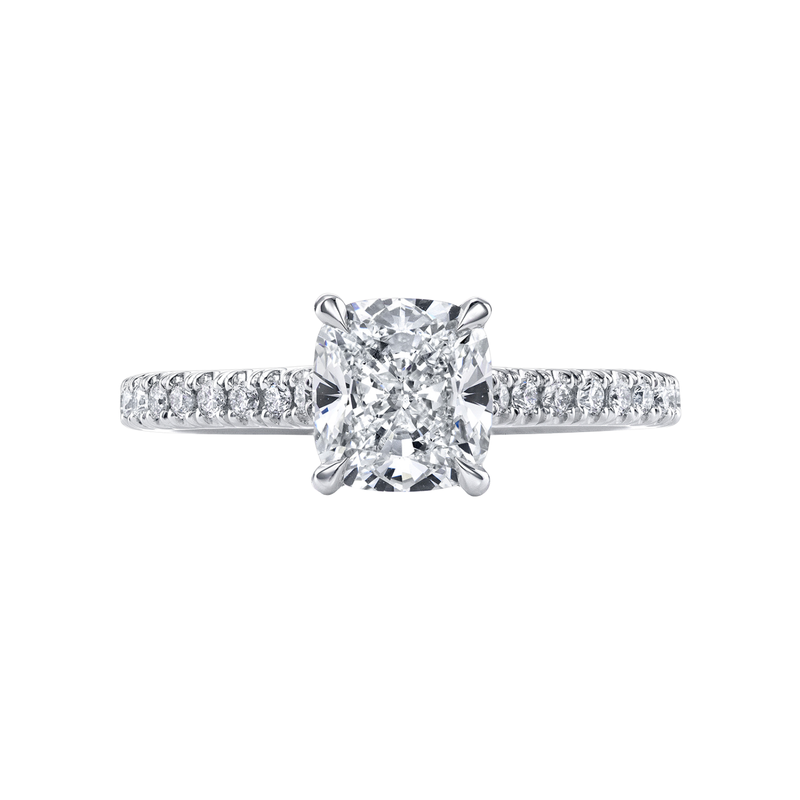 Manfredi Jewels Engagement - Cushion Cut 1.81ct Platinum Pave Band Diamond Engagement Ring | Manfredi Jewels