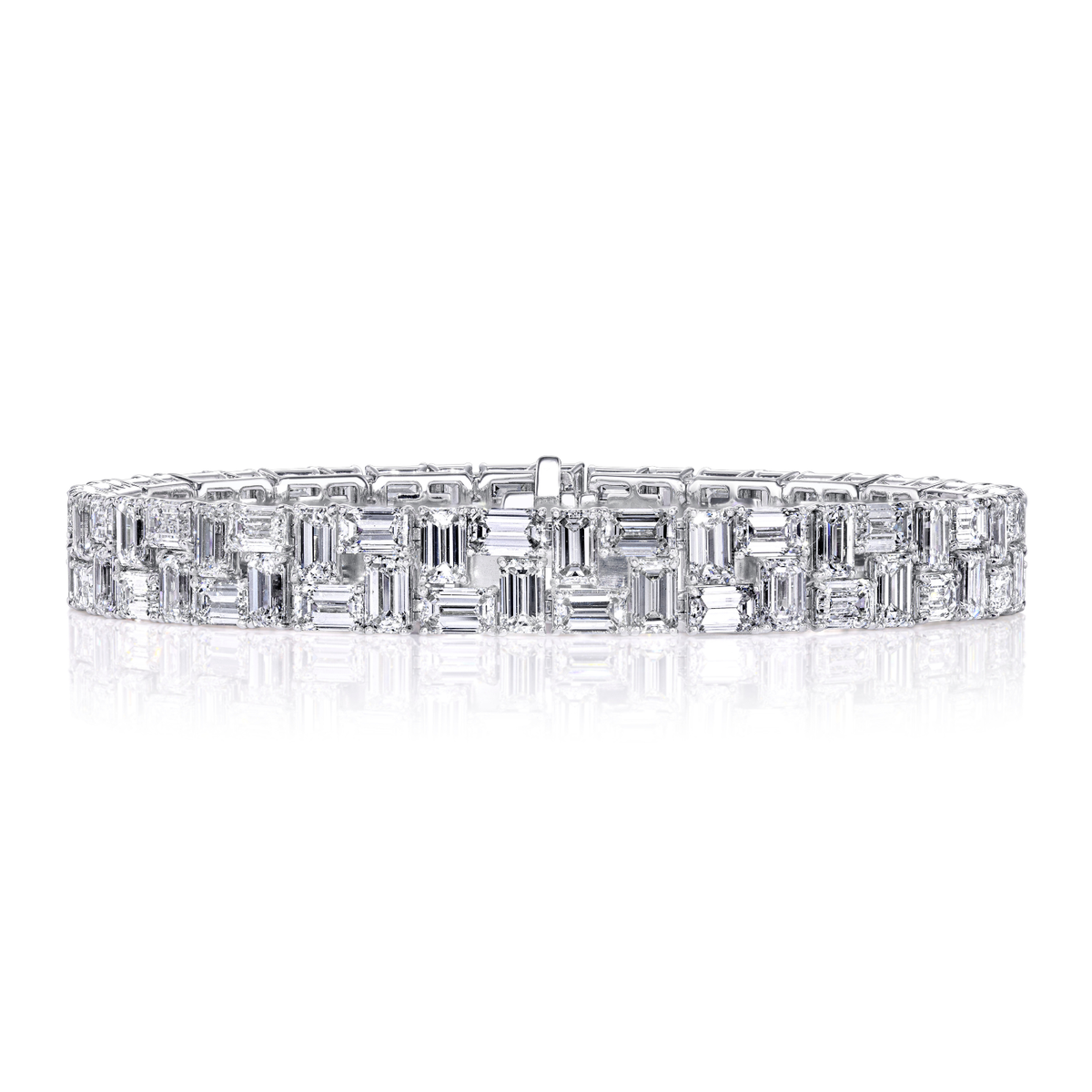 Manfredi Jewels Bracelet - 18K White Gold 24.44 CTW Emerald-Cut Diamond Line Bracelet | Manfredi Jewels
