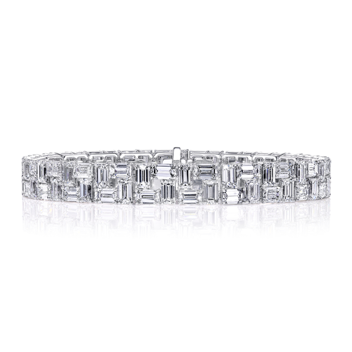 Manfredi Jewels Bracelet - 18K White Gold 24.44 CTW Emerald-Cut Diamond Line Bracelet | Manfredi Jewels