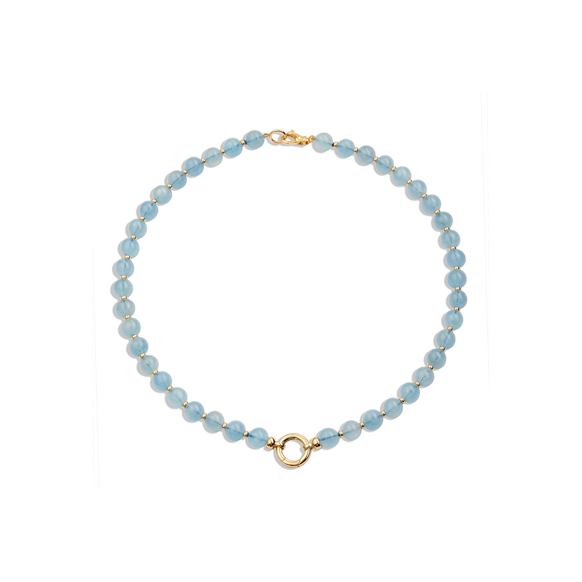 18K Yellow Gold & Aquamarine Beaded Necklace