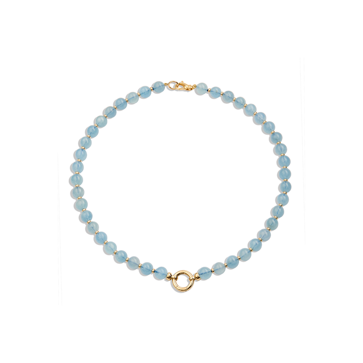 18K Yellow Gold & Aquamarine Beaded Necklace