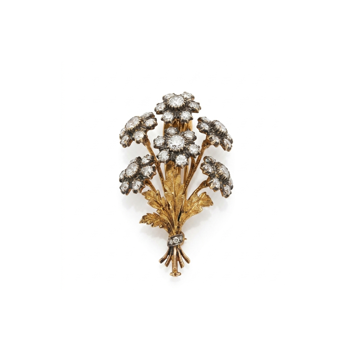 Estate 18K Yellow Gold Buccellati Flower Bouquet Brooch