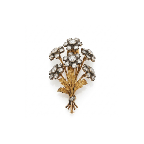 Estate 18K Yellow Gold Bucellati Flower Bouquet Brooch