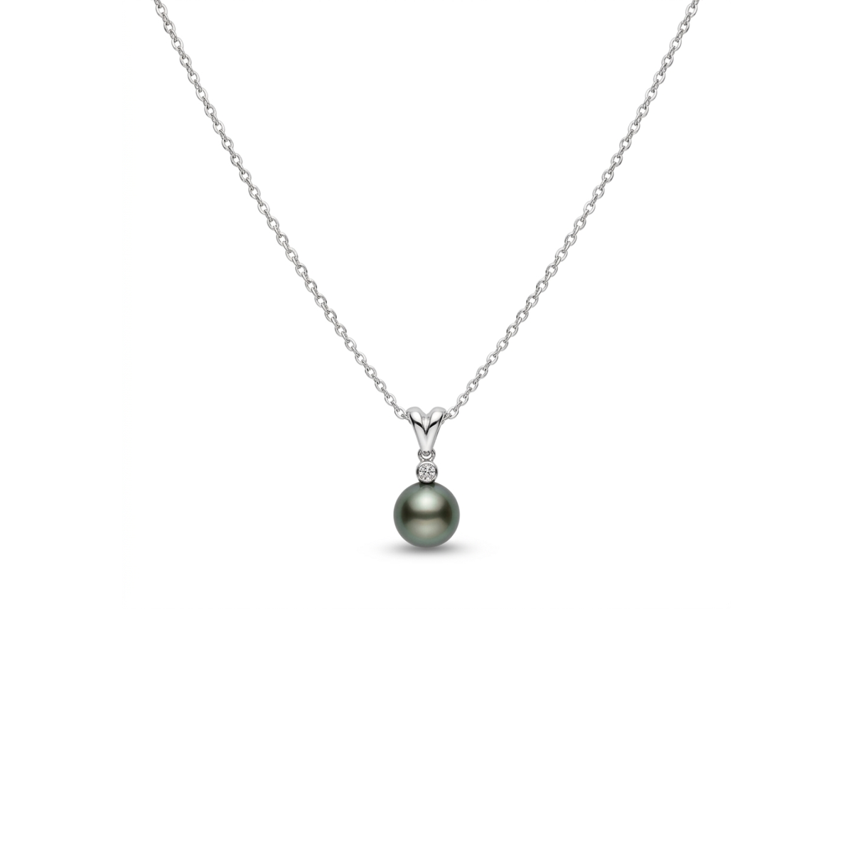 Estate 18K White Gold Mikimoto Black South Sea Pearl Pendant