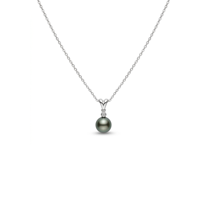 Estate 18K White Gold Mikimoto Black South Sea Pearl Pendant