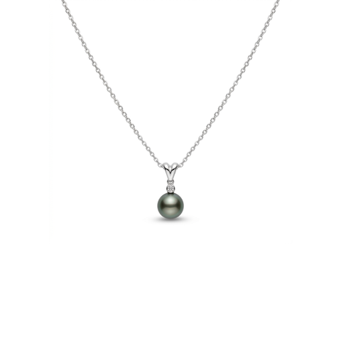 Estate 18K White Gold Mikimoto Black South Sea Pearl Pendant
