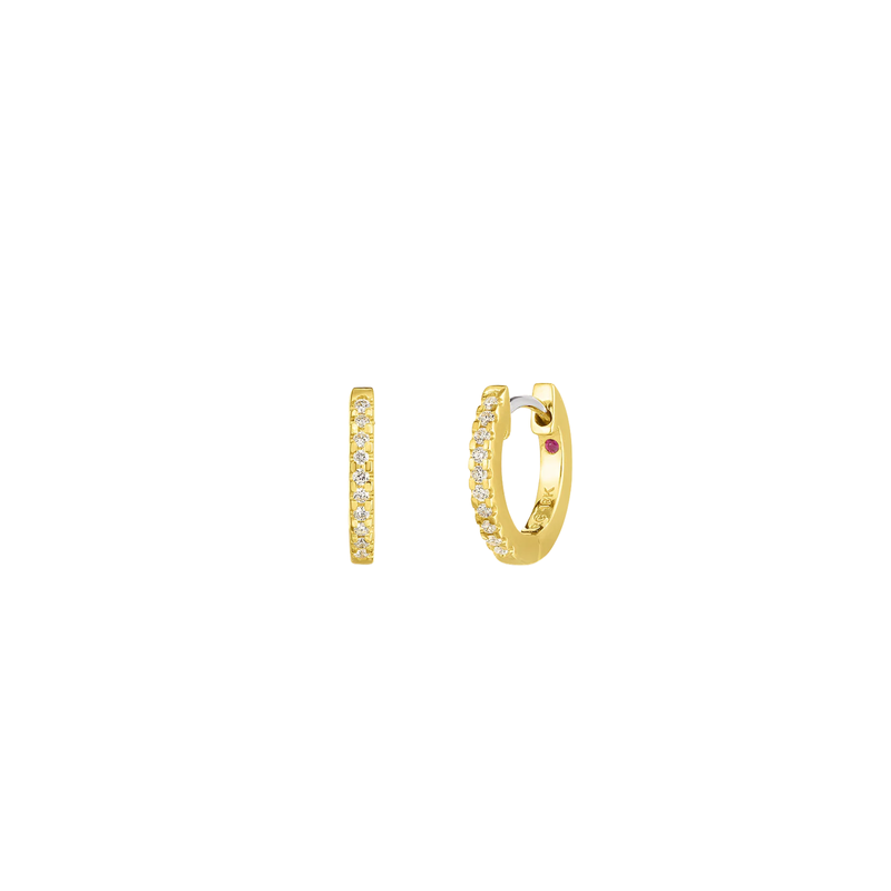 18K Yellow Gold Diamond Extra Small Huggie Earrings