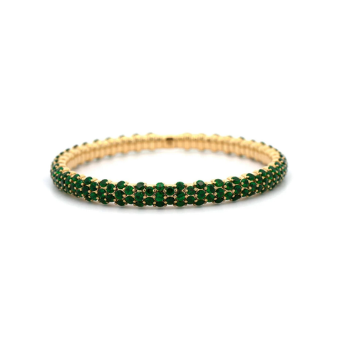 18K Yellow Gold & Tsavorite Domed Stretch Bracelet
