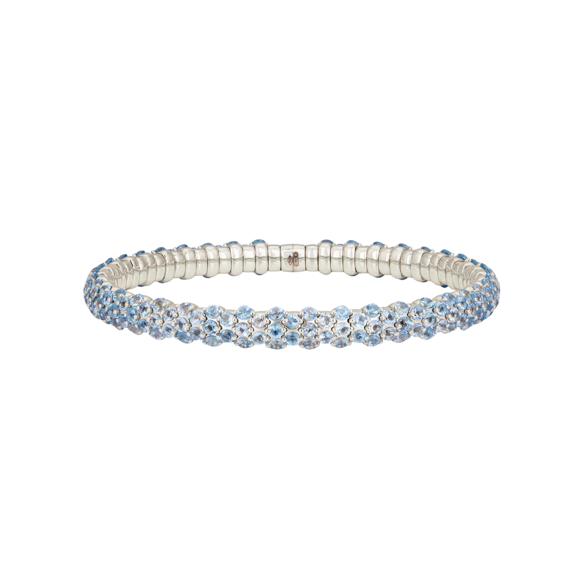 18K Yellow Gold & Blue Topaz Domed Stretch Bracelet