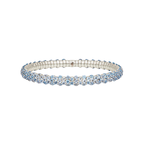 18K Yellow Gold & Blue Topaz Domed Stretch Bracelet
