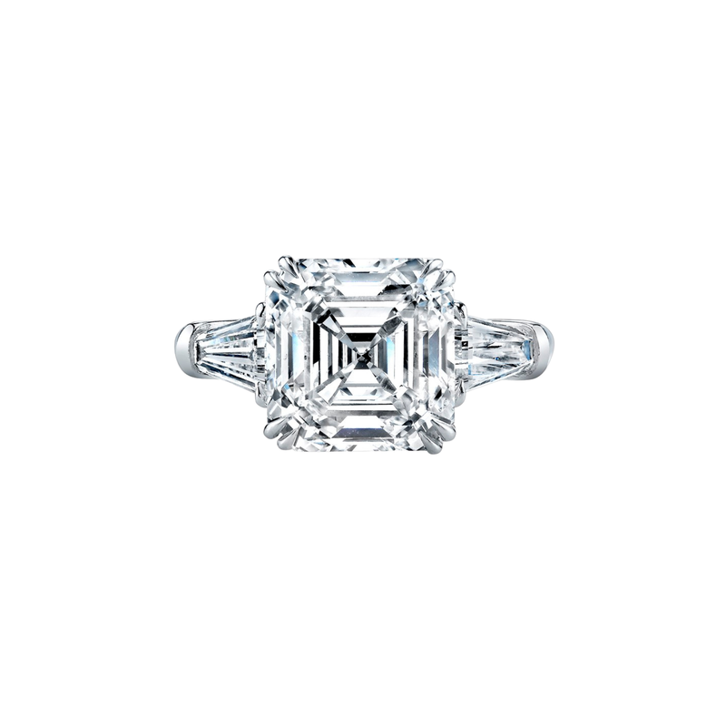 Manfredi Jewels Engagement - Asscher Cut 8.50ct Platinum Three Stone Diamond Engagement Ring | Manfredi Jewels