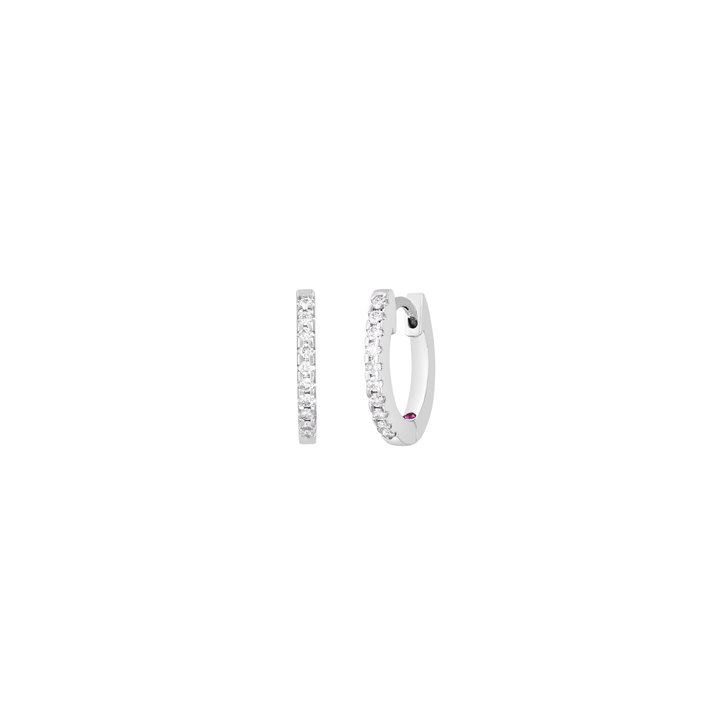 18K White Gold Diamond Extra Small Huggie Earrings