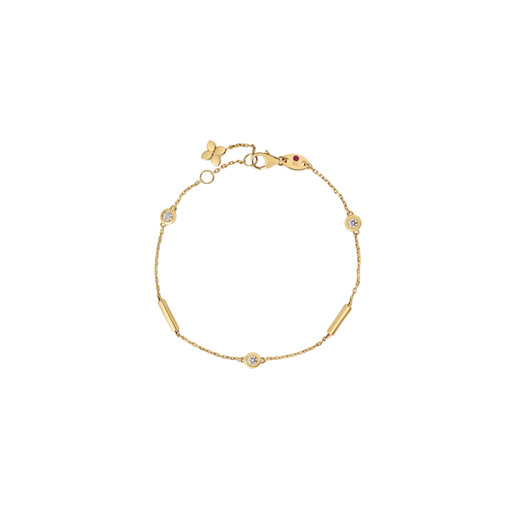 Roberto Coin Jewelry - 18K Yellow Gold Diamonds By the Inch Bar & Bezel Bracelet | Manfredi Jewels