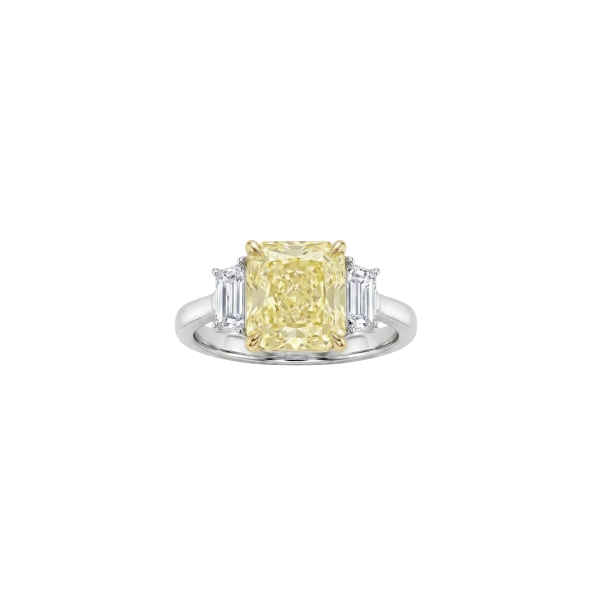 3.41ct Fancy Yellow Diamond Platinum & Yellow Gold Engagement Ring