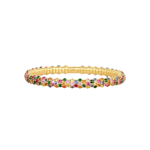 18K Yellow Gold & Multicolored Sapphire Stretch Bracelet