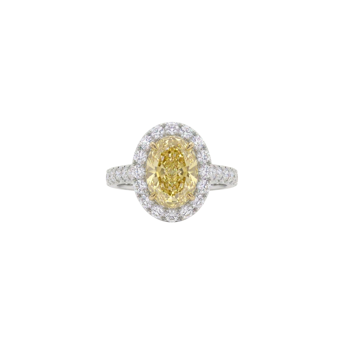 3.26ct Fancy Yellow Diamond Platinum & Yellow Gold Engagement Ring