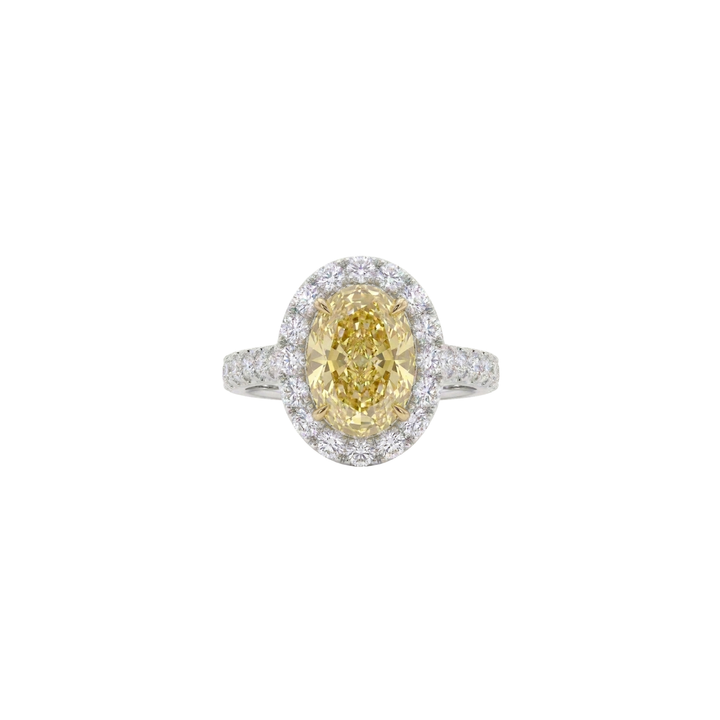 3.26ct Fancy Yellow Diamond Platinum & Yellow Gold Engagement Ring