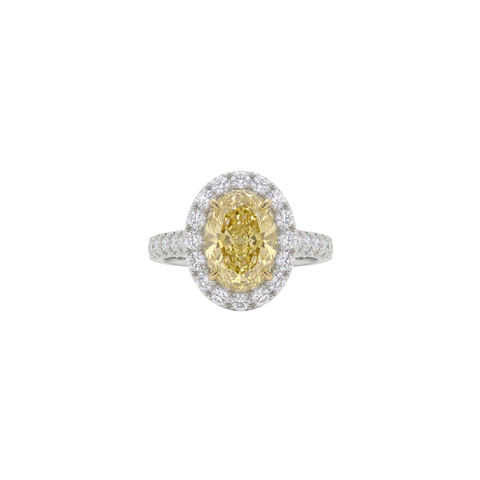 3.26ct Fancy Yellow Diamond Platinum & Yellow Gold Engagement Ring