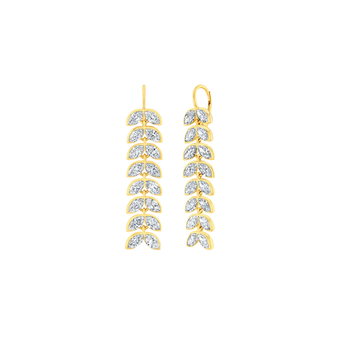 18K Yellow Gold Diamond Mermaid Earrings