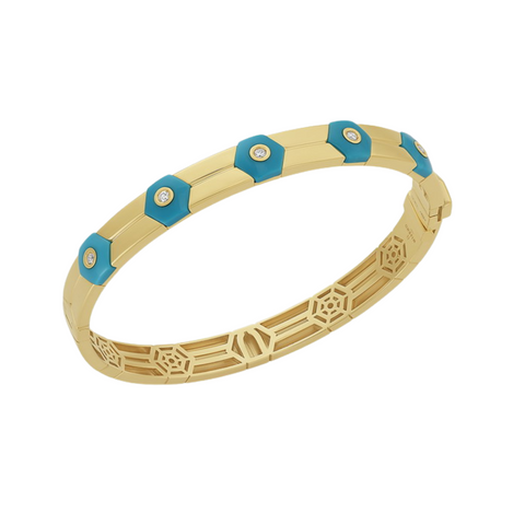 Miseno Baia Sommersa 18K Yellow Gold, Turquoise, & Diamond Bangle Bracelet