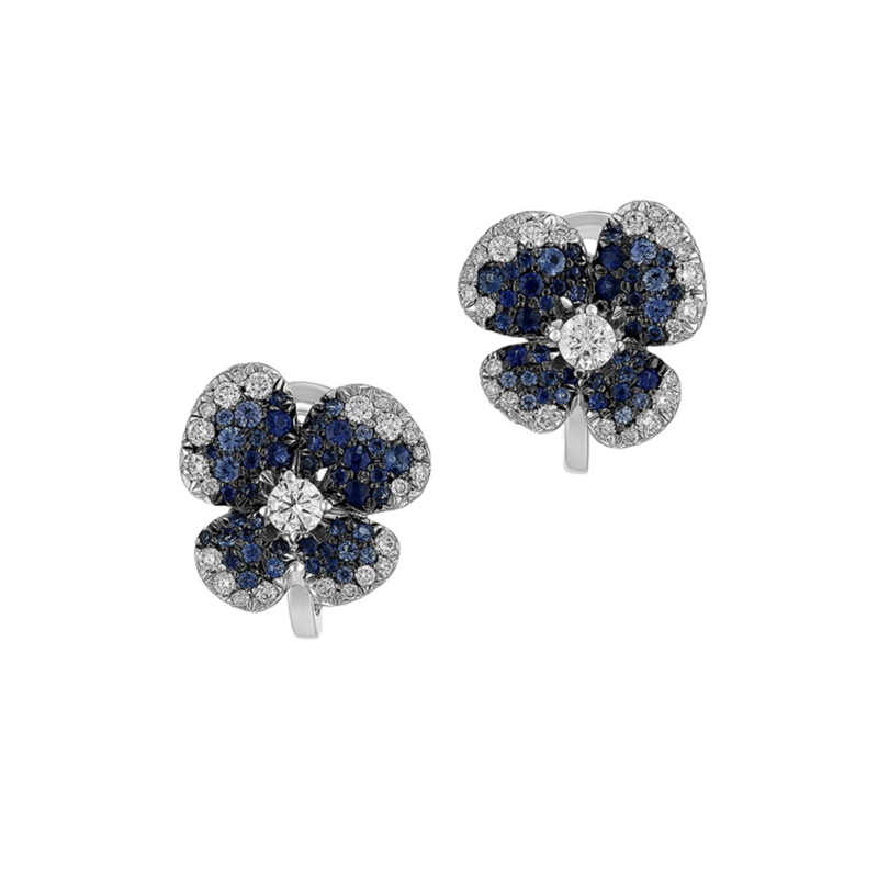 Miseno - Ischia 18K White Gold Diamond & Blue Sapphire Earrings | Manfredi Jewels