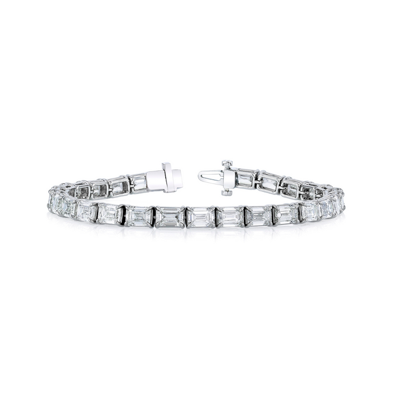Emerald Cut Platinum 15.57ct Diamond Tennis Bracelet