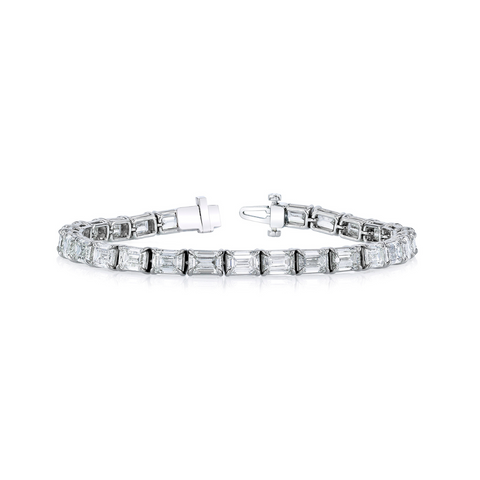 Emerald Cut Platinum 15.57ct Diamond Tennis Bracelet