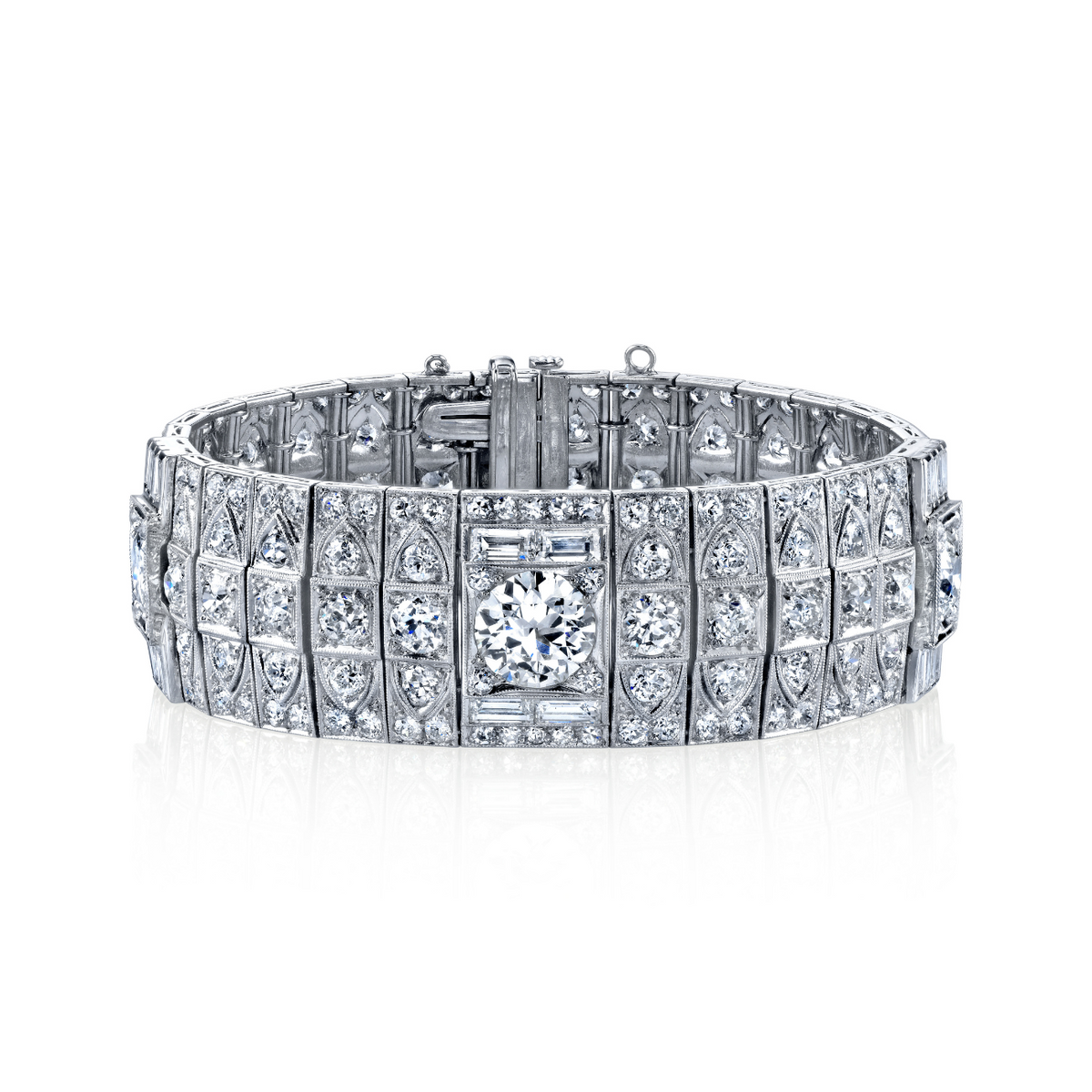 Manfredi Jewels Jewelry - Platinum 19.7ct Antique Diamond Bracelet with Euro Rounds | Manfredi Jewels