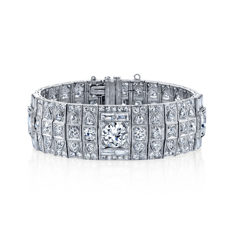 Platinum 19.7ct Antique Diamond Bracelet with Euro Rounds