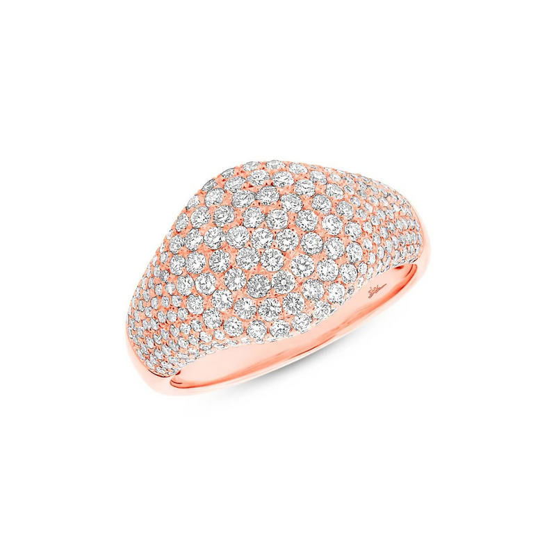 14K Rose Gold 1.29ct Diamond Pave Signet Ring
