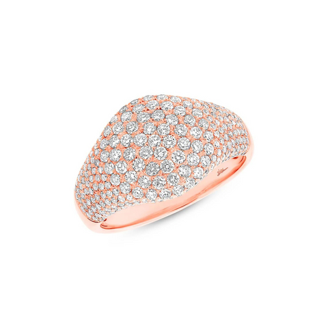 14K Rose Gold 1.29ct Diamond Pave Signet Ring