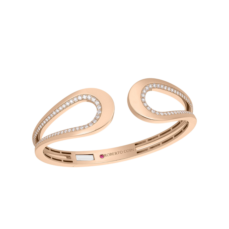Cheval 18K Rose Gold White Diamond Bangle Bracelet