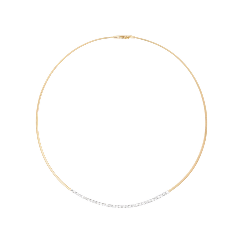 Marco Bicego - Masai 18K Yellow Gold Single Strand Coil Collar With Diamond Bar | Manfredi Jewels