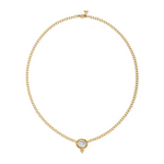 Lucrezia 18K Yellow Gold Signature Blue Moonstone & Diamond Necklace