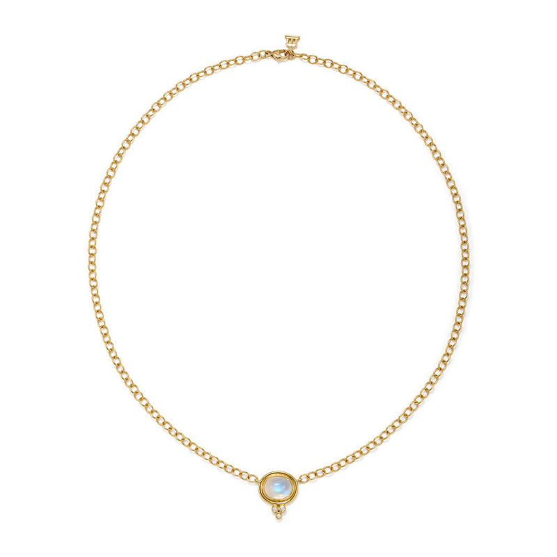 Lucrezia 18K Yellow Gold Signature Blue Moonstone & Diamond Necklace