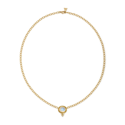 Lucrezia 18K Yellow Gold Signature Blue Moonstone & Diamond Necklace
