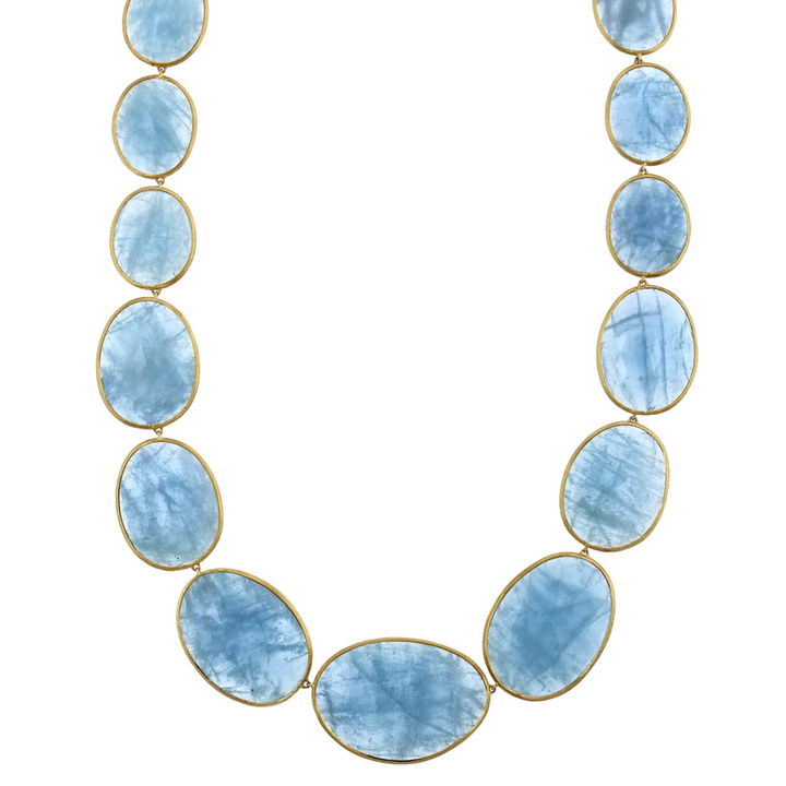 Marco Bicego - Lunaria 18K Yellow Gold Aquamarine Necklace | Manfredi Jewels