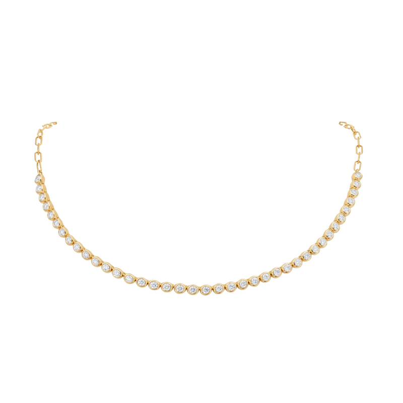 18K Yellow Gold & Diamond 'Moonlight' Bezel Set Tennis Necklace