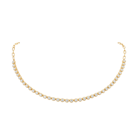 18K Yellow Gold & Diamond 'Moonlight' Bezel Set Tennis Necklace