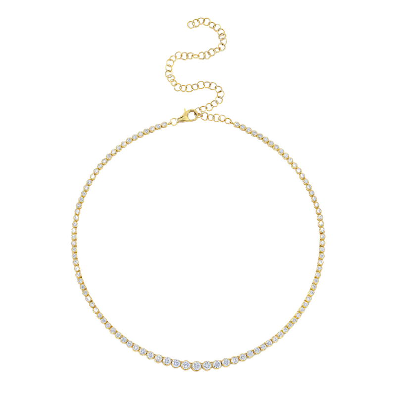 4.5CT 14K Yellow Gold Diamond Riviera Necklace