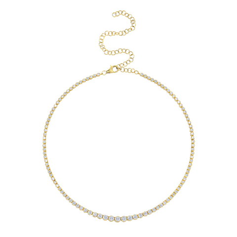 4.5CT 14K Yellow Gold Diamond Riviera Necklace