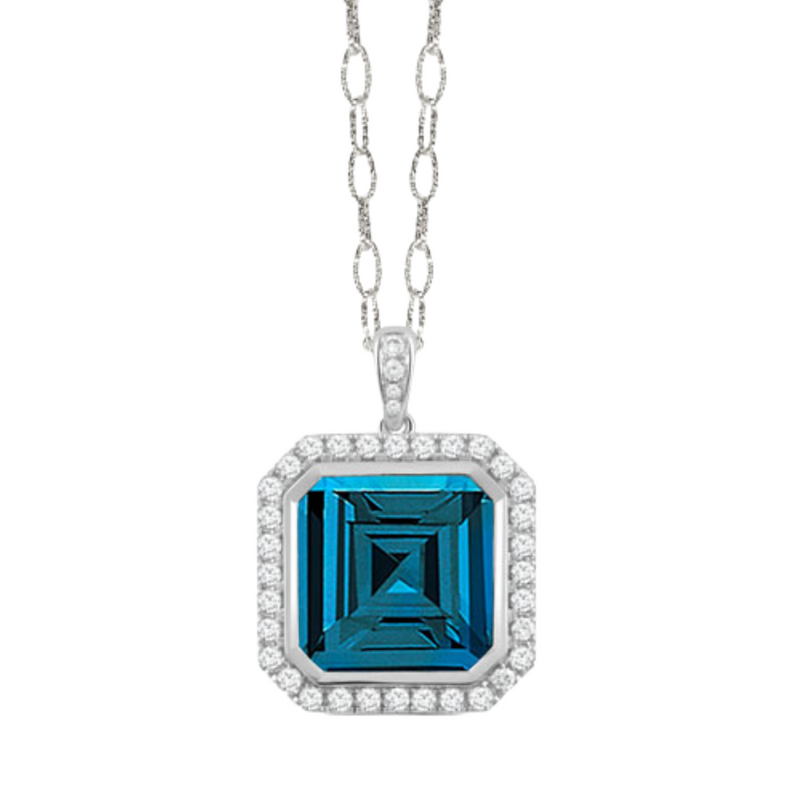 London blue topaz pendant white gold store