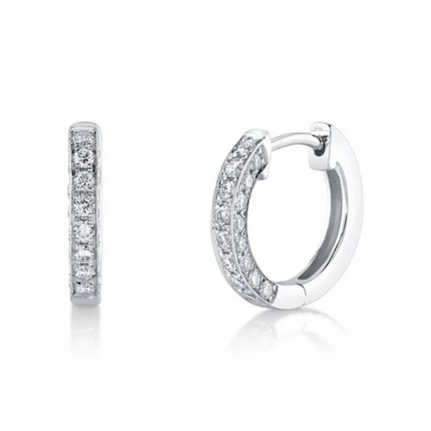 14K White Gold & Diamond Huggie Earring