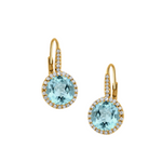 Sky Blue 18K Yellow Gold Blue Topaz Diamond Earrings